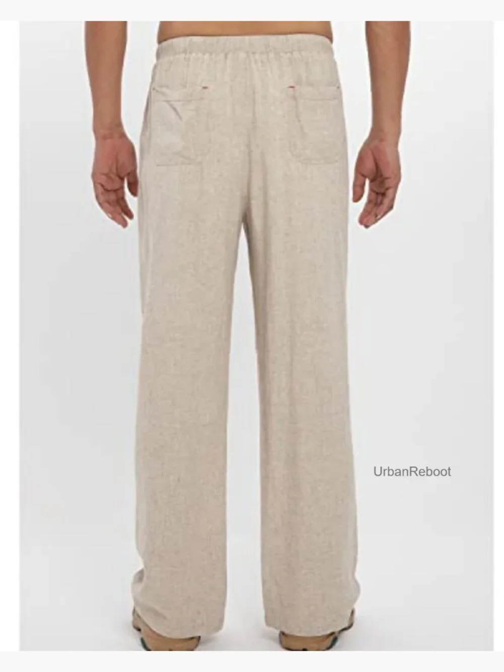 Drawstring Loose Linen Beach Pants Elastic Waist Yoga Lounge Trousers Pajamas